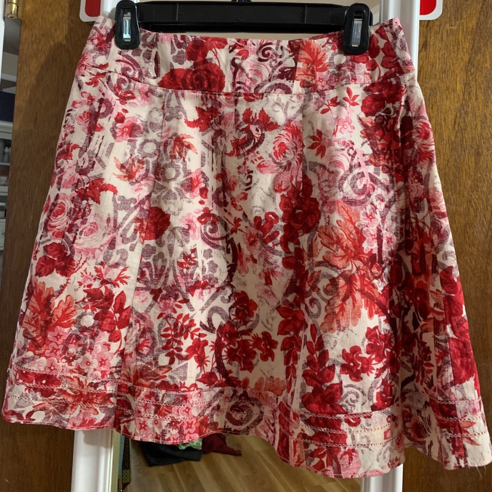 Red/Pink Floral Flare Skirt